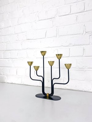 Mid-Century Scandinavian Candleholder in Brass and Metal by Gunnar Ander for Ystad Metall, 1950s-ZM-1732102