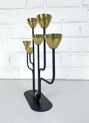 Mid-Century Scandinavian Candleholder in Brass and Metal by Gunnar Ander for Ystad Metall, 1950s-ZM-1732102