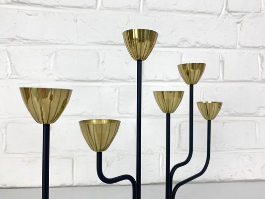 Mid-Century Scandinavian Candleholder in Brass and Metal by Gunnar Ander for Ystad Metall, 1950s-ZM-1732102