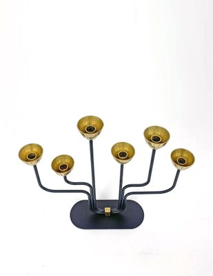 Mid-Century Scandinavian Candleholder in Brass and Metal by Gunnar Ander for Ystad Metall, 1950s-ZM-1732102