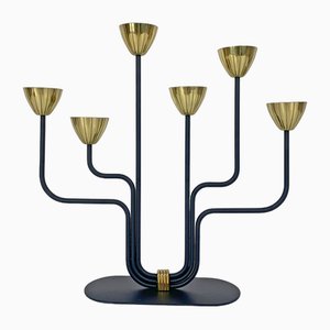 Mid-Century Scandinavian Candleholder in Brass and Metal by Gunnar Ander for Ystad Metall, 1950s-ZM-1732102