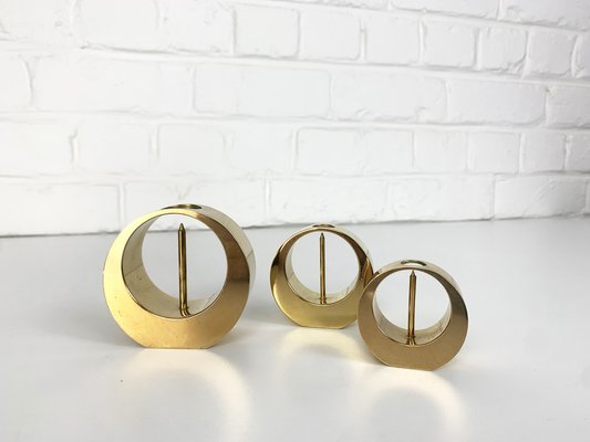 Mid-Century Scandinavian Candleholders in Brass by Arthur Pe, 1950s, Set of 3-ZM-1749213