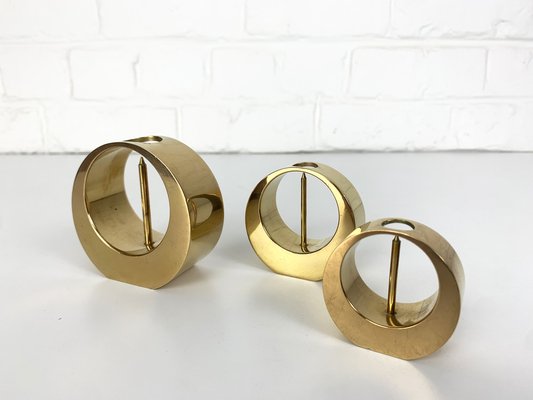 Mid-Century Scandinavian Candleholders in Brass by Arthur Pe, 1950s, Set of 3-ZM-1749213