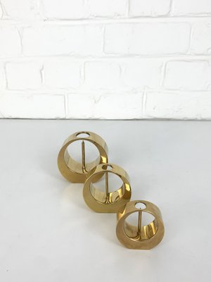 Mid-Century Scandinavian Candleholders in Brass by Arthur Pe, 1950s, Set of 3-ZM-1749213