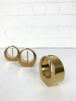 Mid-Century Scandinavian Candleholders in Brass by Arthur Pe, Kolbäck, Sweden, 1950s, Set of 3-ZM-1749209