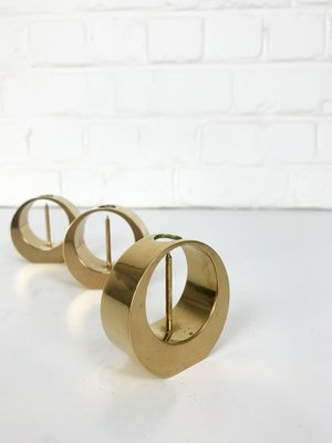 Mid-Century Scandinavian Candleholders in Brass by Arthur Pe, Kolbäck, Sweden, 1950s, Set of 3-ZM-1749209