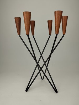 Mid-Century Scandinavian Candlelight in Teak and Metal, 1960s-SFQ-1805312