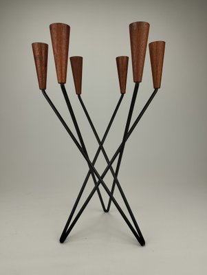 Mid-Century Scandinavian Candlelight in Teak and Metal, 1960s-SFQ-1805312