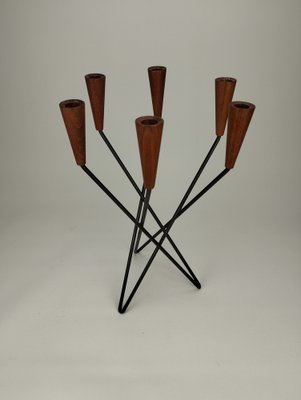 Mid-Century Scandinavian Candlelight in Teak and Metal, 1960s-SFQ-1805312