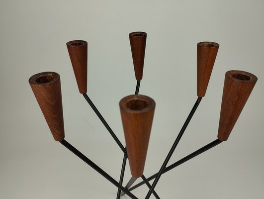 Mid-Century Scandinavian Candlelight in Teak and Metal, 1960s-SFQ-1805312