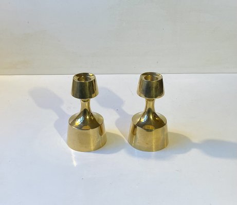 Mid-Century Scandinavian Candlesticks in Brass, 1960s, Set of 2-LCR-1787681