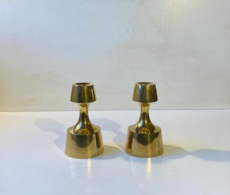 Mid-Century Scandinavian Candlesticks in Brass, 1960s, Set of 2-LCR-1787681