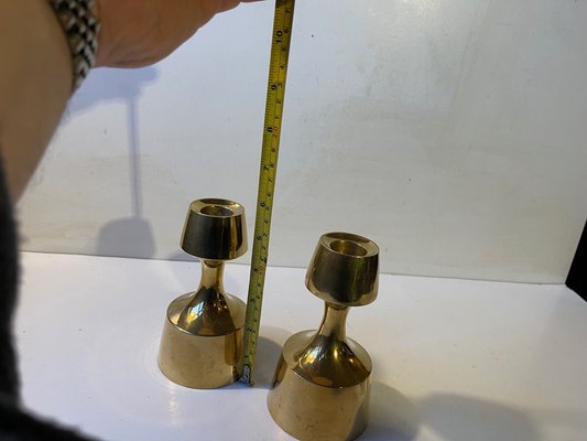 Mid-Century Scandinavian Candlesticks in Brass, 1960s, Set of 2-LCR-1787681