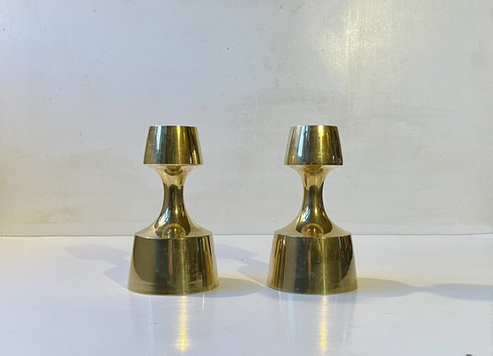 Mid-Century Scandinavian Candlesticks in Brass, 1960s, Set of 2-LCR-1787681