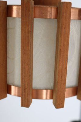 Mid-Century Scandinavian Ceiling Lamps in Teak & Copper, 1960s, Set of 6-AA-1764470