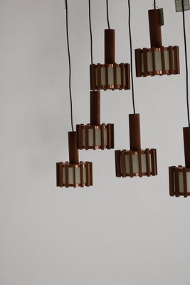 Mid-Century Scandinavian Ceiling Lamps in Teak & Copper, 1960s, Set of 6-AA-1764470