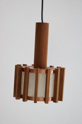 Mid-Century Scandinavian Ceiling Lamps in Teak & Copper, 1960s, Set of 6-AA-1764470