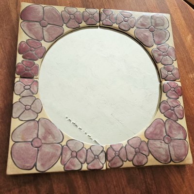 Mid-Century Scandinavian Ceramic Wall Mirror, 1950s-WK-2032286