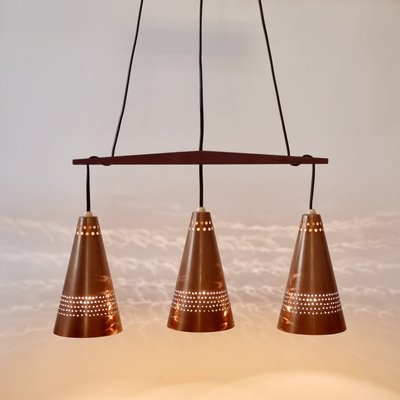 Mid-Century Scandinavian Copper & Teak Pendant by Hans-Agne Jakobsson for Hans-Agne Jakobsson Ab Markaryd, Sweden, 1950s-BMM-1752606