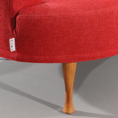 Mid-Century Scandinavian Curved Red Sofa-YWH-1168145