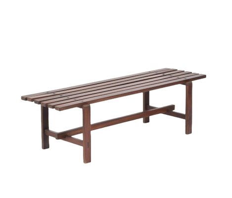 Mid-Century Scandinavian Dark Brown Teak Wood Bench, 1960s-JDR-1126343