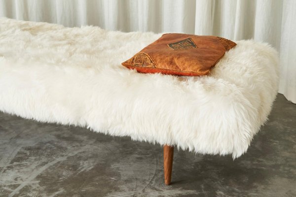 Mid-Century Scandinavian Daybed in Teak and Sheepskin, 1960s-FEW-2024241