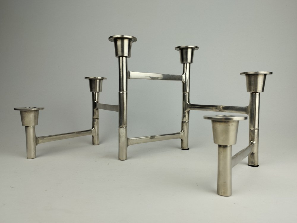 Mid-Century Scandinavian Foldable Nickel Candlestick