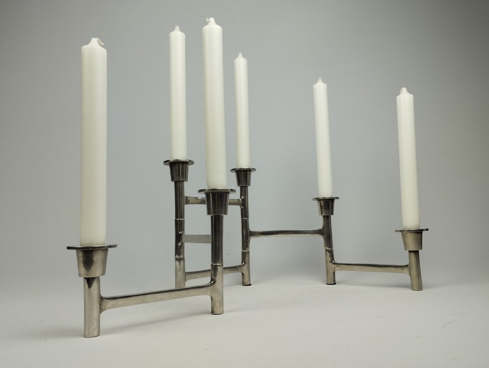 Mid-Century Scandinavian Foldable Nickel Candlestick