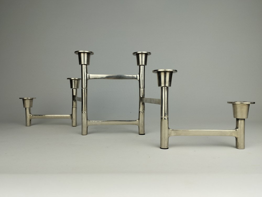 Mid-Century Scandinavian Foldable Nickel Candlestick