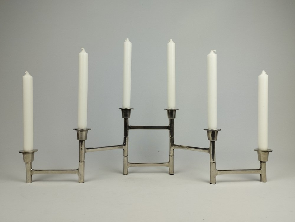 Mid-Century Scandinavian Foldable Nickel Candlestick