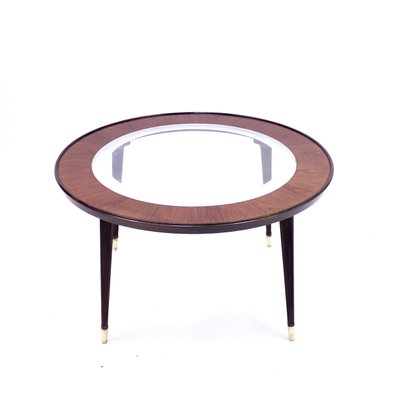 Mid-Century Scandinavian Glass and Rosewood Coffee Table-KQ-577473