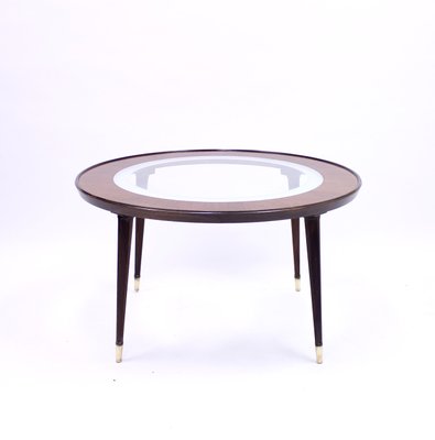 Mid-Century Scandinavian Glass and Rosewood Coffee Table-KQ-577473