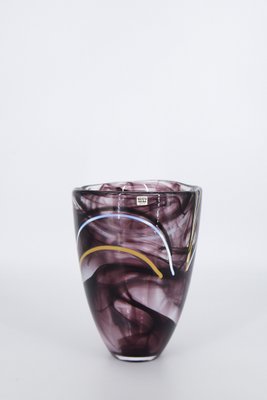 Mid-Century Scandinavian Glass Contrast Vase by Anna Ehrner for Kosta Boda, 1980s-ZAA-901120