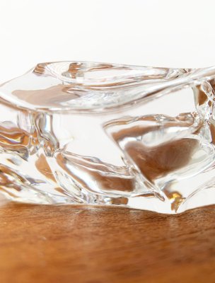 Mid-Century Scandinavian Heavy Ice Glass Table Lighter and Ashtray, 1960s, Set of 2-UAH-1319306