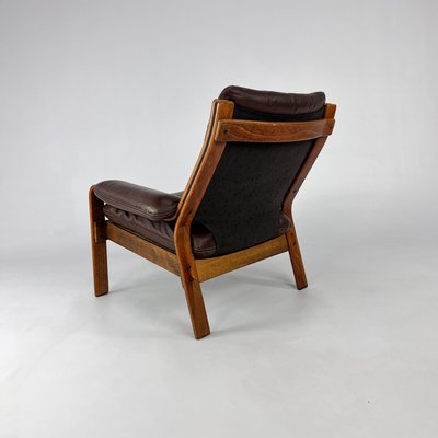 Mid-Century Scandinavian Leather and Bentwood Lounge Chair, 1960s-RMX-2021241