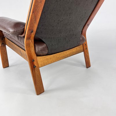 Mid-Century Scandinavian Leather and Bentwood Lounge Chair, 1960s-RMX-2021241