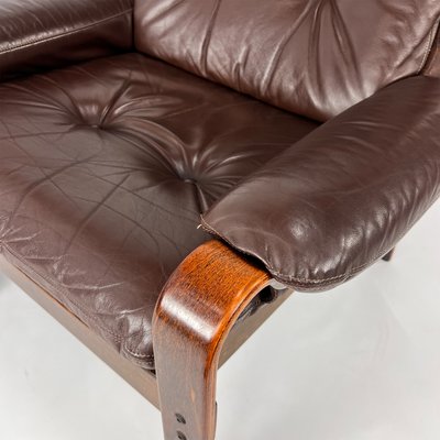 Mid-Century Scandinavian Leather and Bentwood Lounge Chair, 1960s-RMX-2021241