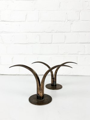 Mid-Century Scandinavian Lily Candleholders in Brass by Ivar Ålenius Björk for Ystad-Metall, Set of 2-ZM-1453713