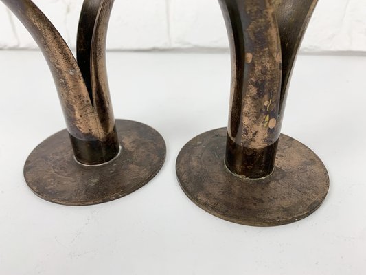 Mid-Century Scandinavian Lily Candleholders in Brass by Ivar Ålenius Björk for Ystad-Metall, Set of 2-ZM-1453713