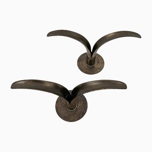 Mid-Century Scandinavian Lily Candleholders in Brass by Ivar Ålenius Björk for Ystad-Metall, Set of 2-ZM-1453713