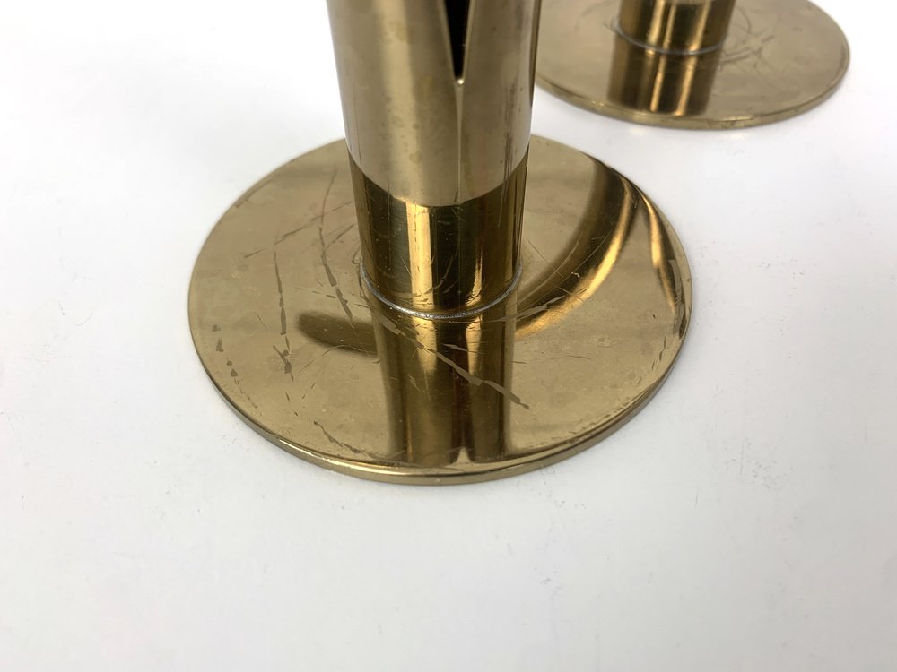 Mid-Century Scandinavian Lily Candleholders in Brass by Ivar Ålenius Björk for Ystad-Metall, Sweden, Set of 2