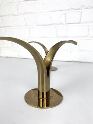 Mid-Century Scandinavian Lily Candleholders in Brass by Ivar Ålenius Björk for Ystad-Metall, Sweden, Set of 2-ZM-1738770