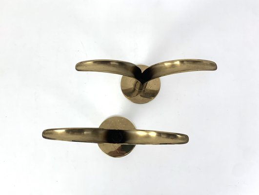 Mid-Century Scandinavian Lily Candleholders in Brass by Ivar Ålenius Björk for Ystad-Metall, Sweden, Set of 2-ZM-1738770