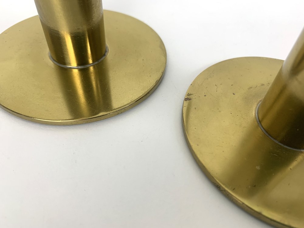 Mid-Century Scandinavian Lily Candleholders in Brass by Ivar Ålenius Björk for Ystad-Metall Sweden, Set of 2