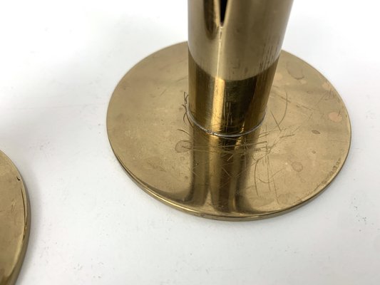 Mid-Century Scandinavian Lily Candleholders in Brass by Ivar Ålenius Björk for Ystad-Metall, Sweden, Set of 2-ZM-1738770