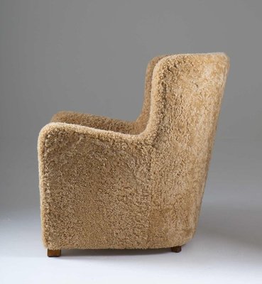 Mid-Century Scandinavian Lounge Chair in Sheepskin-FM-889249