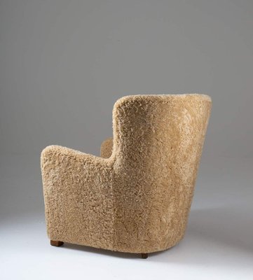 Mid-Century Scandinavian Lounge Chair in Sheepskin-FM-889249