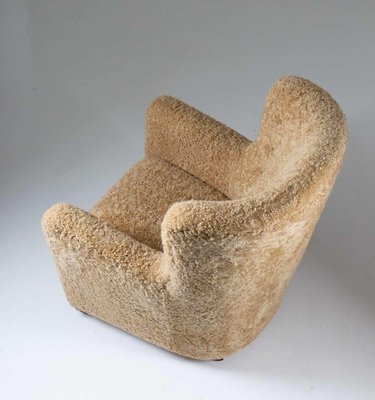 Mid-Century Scandinavian Lounge Chair in Sheepskin-FM-889249