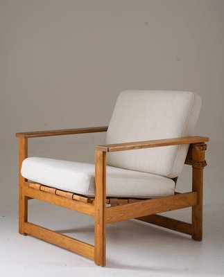 Mid-Century Scandinavian Lounge Chairs in Oak and Leather by Nils Roth, 1960s, Set of 2-FM-2035118