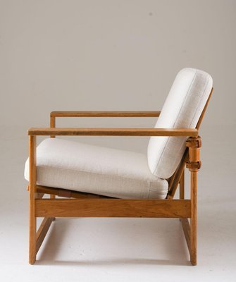 Mid-Century Scandinavian Lounge Chairs in Oak and Leather by Nils Roth, 1960s, Set of 2-FM-2035118